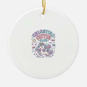 Ornamento De Cerâmica Unicórnio Clube de Lindos Celestiais Produto Estil