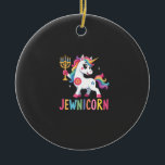 Ornamento De Cerâmica Unicórnio de Hanukkah Dabbing Jewnicorn Chanukah J<br><div class="desc">Camiseta Hanukkah Dabbing Unicorn Jewnicorn Chanukah Jewish Xmas_1 (1)</div>