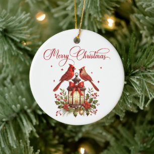 Ornamento De Cerâmica Unicórnio de Natal Branco e Dourado Elegante