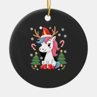 Ornamento De Cerâmica Unicórnio de Natal Fofo Mágico Xmas Meninas de Cri
