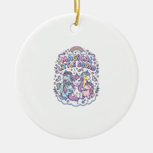 Ornamento De Cerâmica Unicórnio Equipe Mágica Pequena Produção de Design