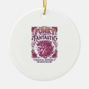 Ornamento De Cerâmica Unicórnio Funky e Fantástico Design Stylish Zazzle