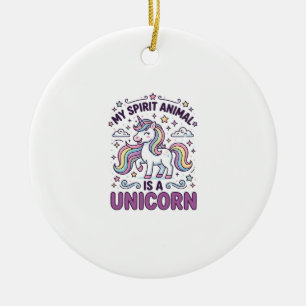 Ornamento De Cerâmica Unicórnio Meu Espírito Animal É um Unicórnio Tipog