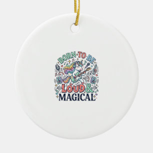 Ornamento De Cerâmica Unicórnio Nascido para Ser Alto e Mágico Branco Or