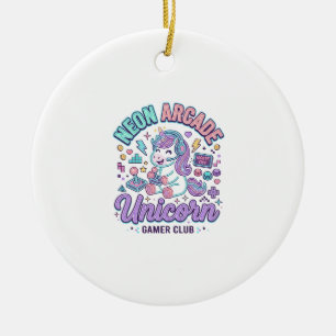 Ornamento De Cerâmica Unicórnio Neon Arcade Unicórnio Estilo Retro Produ