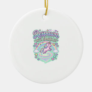 Ornamento De Cerâmica Unicórnio Ressuscita com Brilhos Premium Vector St