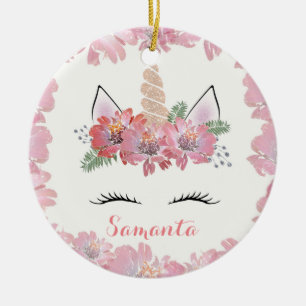 Ornamento De Cerâmica Unicórnio, rosto Unicórnio, personalizado, feminin