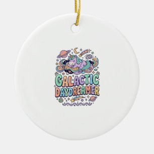 Ornamento De Cerâmica Unicórnio Sonhador Galáctico Kawaii Adesivo e Cam