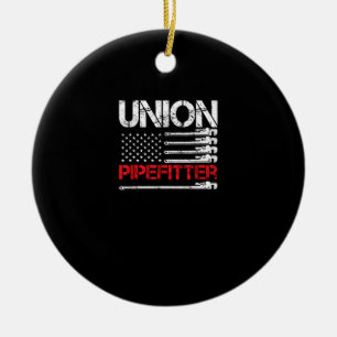 Ornamento De Cerâmica Union Pipefitter Union Strong USA American Flag Ru