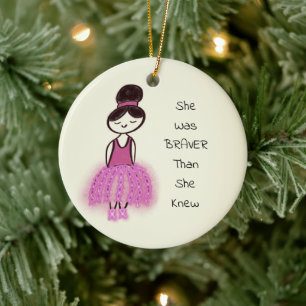 Ornamento De Cerâmica Uplifação de Cancer da mama Natal personalizável