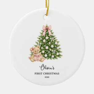 Ornamento De Cerâmica Ursinho de Pelúcia Menina Natal
