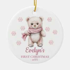 Ornamento De Cerâmica Ursinho de Pelúcia Primeiro Natal Personalizado da