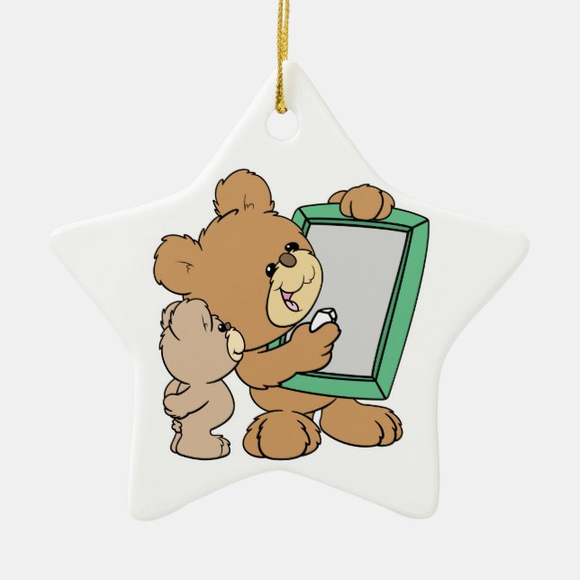 Ornamento De Cerâmica ursinho fofo de professor com quadro (Frente)
