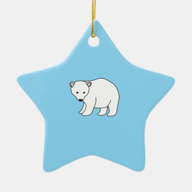 Ornamento De Cerâmica urso branco pequeno, doce, (Frente)