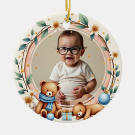 Ornamento De Cerâmica Urso Brilhante de 2 lados