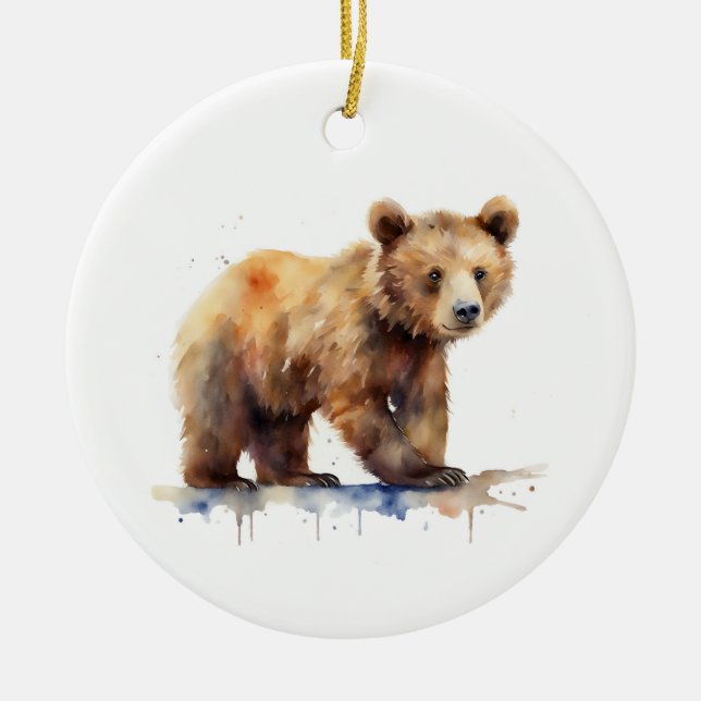 Ornamento De Cerâmica Urso Castanho (Frente)