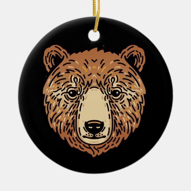 Ornamento De Cerâmica Urso Castanho para o outono (Frente)