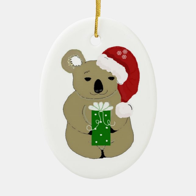 Ornamento De Cerâmica Urso Coala de Natal (Frente)
