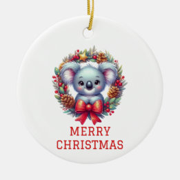 Ornamento De Cerâmica Urso Coala Fofo Natal