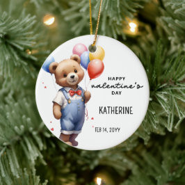 Ornamento De Cerâmica Urso de Aquarela de Dia de os namorados Cubo Perso