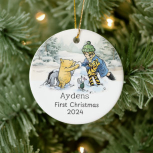 Ornamento De Cerâmica Urso de Mel Personalizado e natal infantil