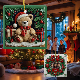 Ornamento De Cerâmica Urso de Natal e Presentes Personalizáveis
