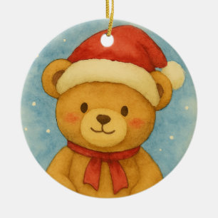 Ornamento De Cerâmica Urso de Natal em uma Terra Maravilhosa de Neve