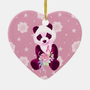 Ornamento De Cerâmica Urso de panda do cancro da mama