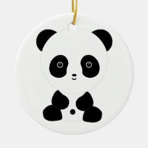 Ornamento De Cerâmica Urso de panda preto e branco