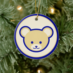 Ornamento De Cerâmica Urso de pelúcia azul engraçado bege Arte de desenh