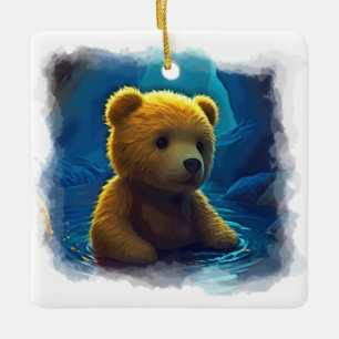 Ornamento De Cerâmica Urso de pelúcia de natação desenho animado para cr
