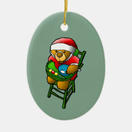 Ornamento De Cerâmica Urso de Teddy de Natal