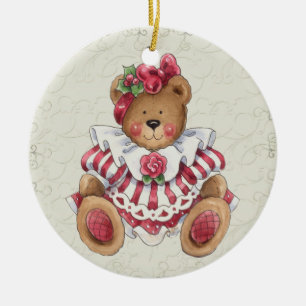 Ornamento De Cerâmica Urso de Teddy de Natal