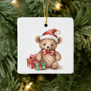 Ornamento De Cerâmica Urso de Teddy Timical de Natal Personalizado