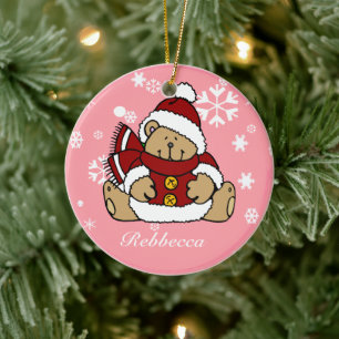 Ornamento De Cerâmica Urso de ursinho personalizado bonito do Xmas