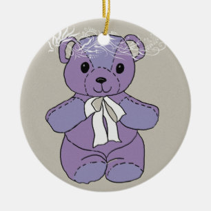 ORNAMENTO DE CERÂMICA URSO DE URSINHO ROXO