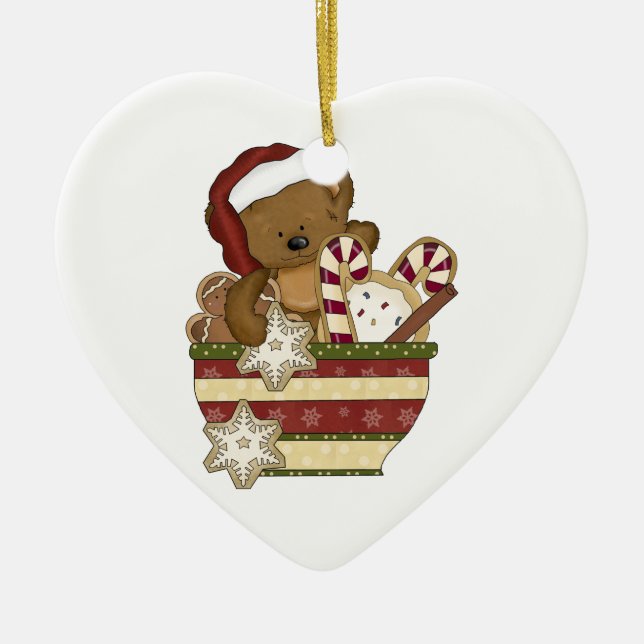 Ornamento De Cerâmica Urso doce do Natal (Frente)