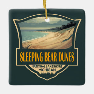 Ornamento De Cerâmica Urso Dormente Duna Lakeshore Nacional Emblem