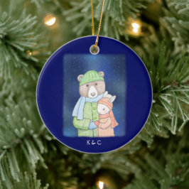 Ornamento De Cerâmica Urso e Coelho Doce e Casal de Urso Personalizados