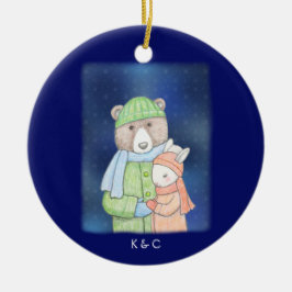 Ornamento De Cerâmica Urso e Coelho Doce e Casal de Urso Personalizados