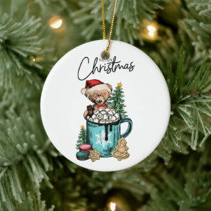 Ornamento De Cerâmica Urso engraçado de Natal, presente engraçado de Nat