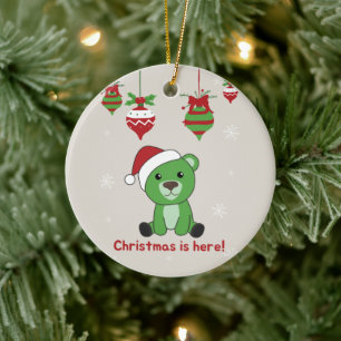 Ornamento De Cerâmica Urso Feliz Natal Animais de inverno Ursos Cerâmico