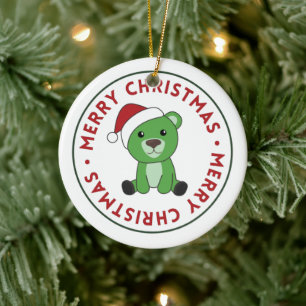 Ornamento De Cerâmica Urso Feliz Natal Animais de inverno Ursos Cerâmico