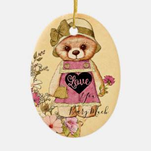 Ornamento De Cerâmica Urso fofo de valentine retrô