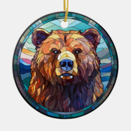Ornamento De Cerâmica Urso Grelha De Vidro Calçado