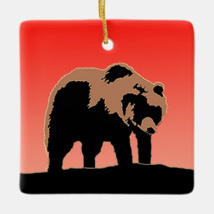 Ornamento De Cerâmica Urso Grizzly no Sunset - Arte Original sobre Vida 