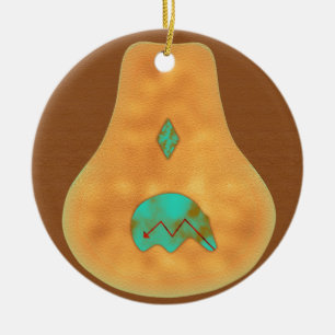 Ornamento De Cerâmica Urso Nativo Americano Turquoise Zuni