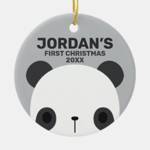 Ornamento De Cerâmica Urso Panda Bonito com Nome Personalizado