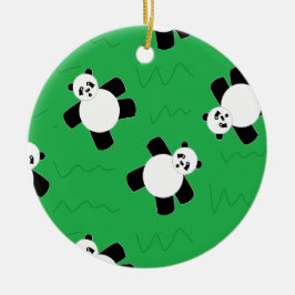 Ornamento De Cerâmica Urso-panda com erva