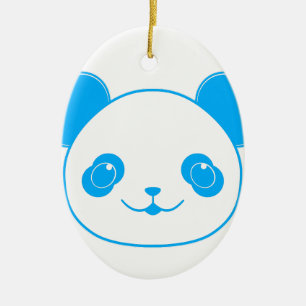 Ornamento De Cerâmica Urso Panda de Kawaii Azul